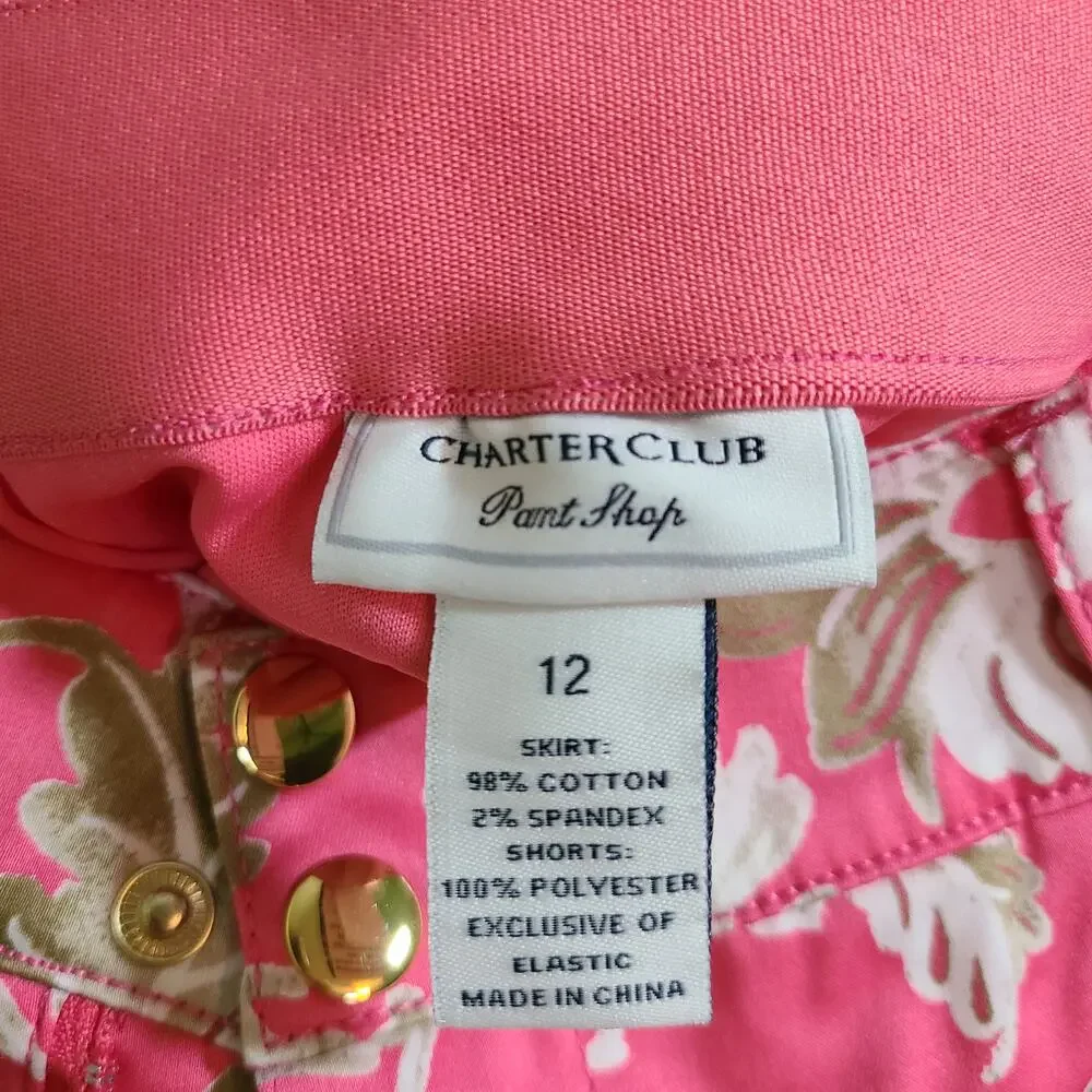 Charter Club Pink Floral Skort - NWT, Size 12, Golftini Style with Pockets - Picture 4 of 7